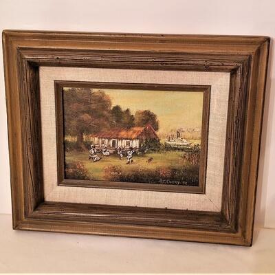 Lot #114 Small Original Painting - Oil on Canvas - Plantation Scene