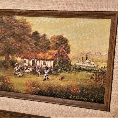 Lot #114 Small Original Painting - Oil on Canvas - Plantation Scene