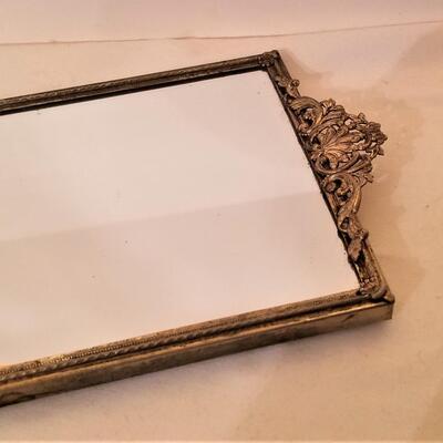 Lot #115  Vintage Mirrored Dresser Tray with Letter Holder