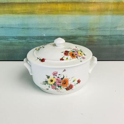 Lot 184st Apilco French Covered Casserole w/Handles Floral Design