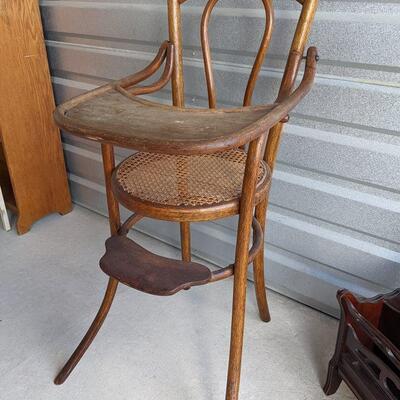 Antique German Bentwood and Cane Child's High Chair
