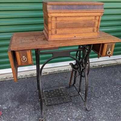 Antique Wheeler & Wilson Sewing Machine with Original Wood Cover