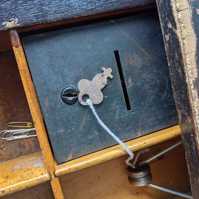 Antique Wood Tabletop Store Cash Drawer/Sales Desk