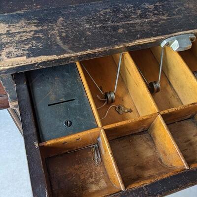 Antique Wood Tabletop Store Cash Drawer/Sales Desk