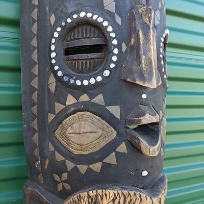 Solid Wood African Tribal Hand Carved Hand Painted Mask/Idol