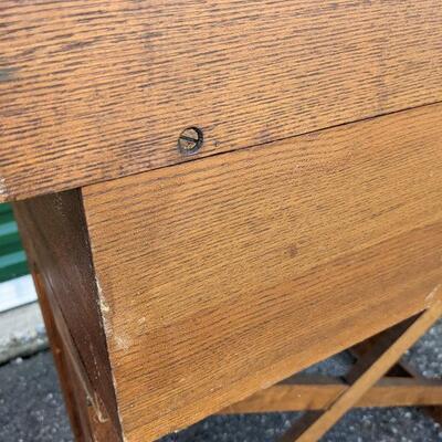 Antique Solid Wood Slant Flip Top School Desk