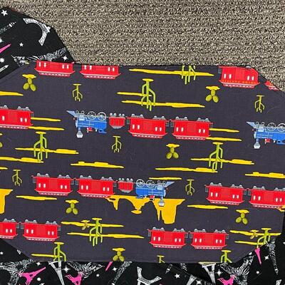 10 Cloth placemats, homemade, Paris Eiffel tower on one side, trains on the other side