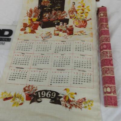Vintage 1968 and 1969 fabric wall calendars