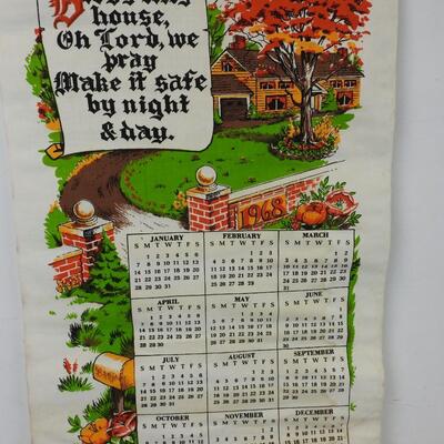Vintage 1968 and 1969 fabric wall calendars