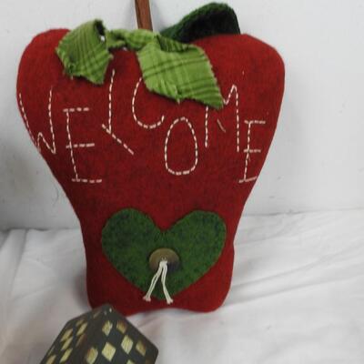 Apple Plush Pillows, Bird House, Wood Apple Decor