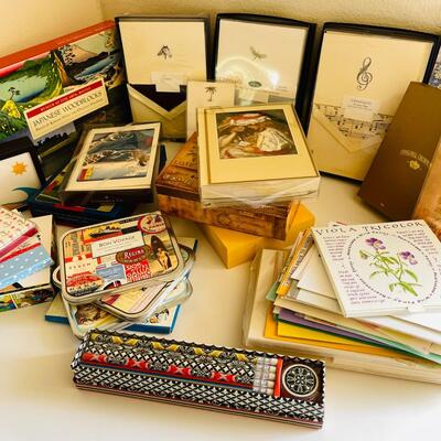 Lot 208st  Group Lot of Fine Writing Papers Crane's Stationary Note Cards Stickers Etc.