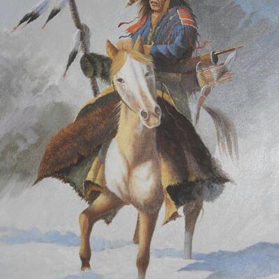 Original Oil Painting of Warrior on his Paint Horse by Richard Hines