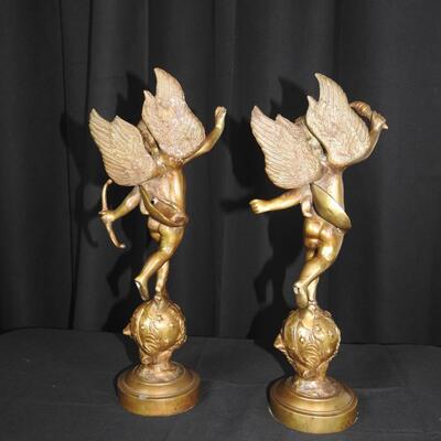 Pair of Brass Cherubs /Cupids Statues