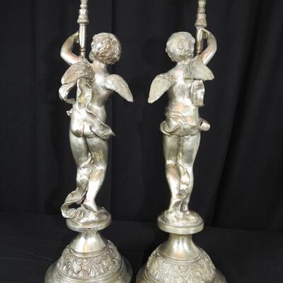 Metal Candlesticks and. Centerpiece Statue Set Signed Nino