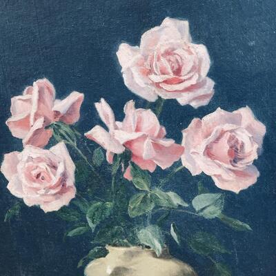 Lot 211st  Antique Oil on Canvas Signed Chas. J Bathhurst Still Life Roses