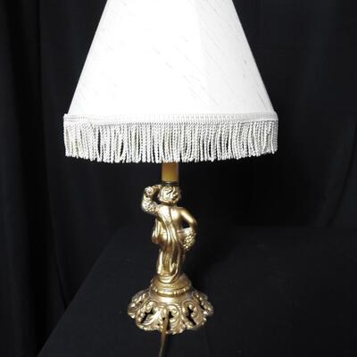 Gold Child with grapes Metal Lamp