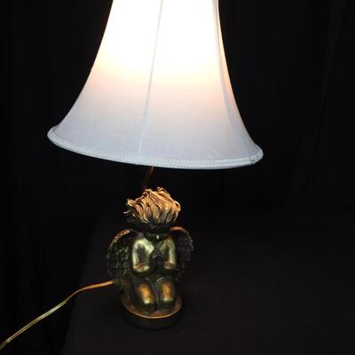 Small Gold Cherub Lamp