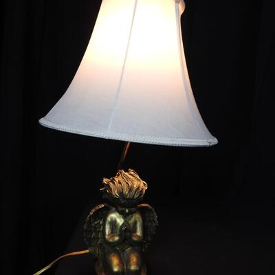 Small Gold Cherub Lamp