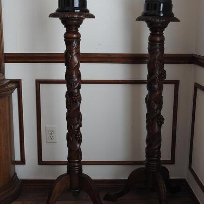 Brass Cherubs on Marble bases  with Wood Stands