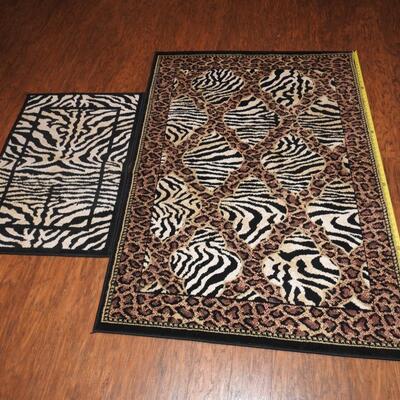 Pair Zebra Print Rugs