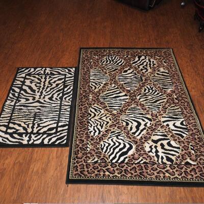 Pair Zebra Print Rugs