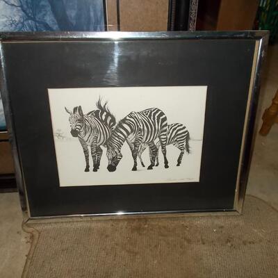 Beautiful Picture of Zebras signed by the artist