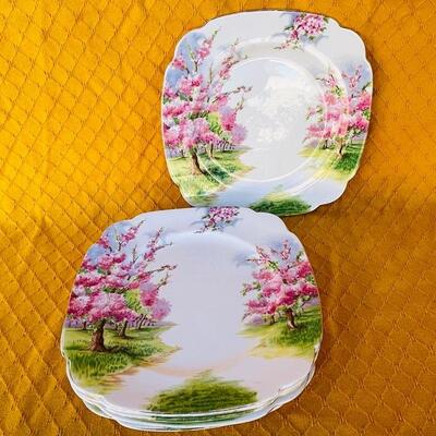 Lot 218cl Royal Albert 6 Square Dinner Plates Blossom Time England