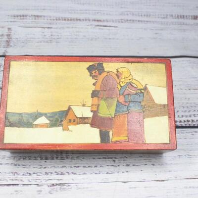 Vintage Made in Russia Wooden Trinket Box
