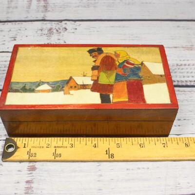 Vintage Made in Russia Wooden Trinket Box