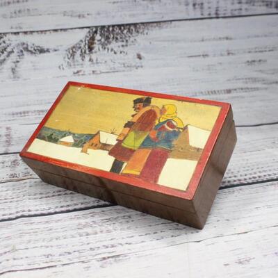 Vintage Made in Russia Wooden Trinket Box