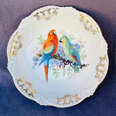 Lot 223cl  Antique Bowl With Parrots Transfer ware Germany Erphila 9