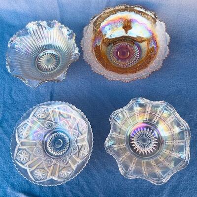 Lot 225cl Group 4 Iridescent Bowls Carnival Glass Pattern