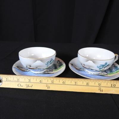 Kutani China Lithophane Tea Cups & saucer