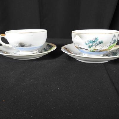 Kutani China Lithophane Tea Cups & saucer