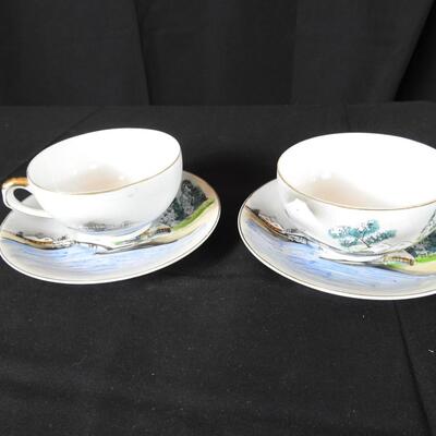 Kutani China Lithophane Tea Cups & saucer