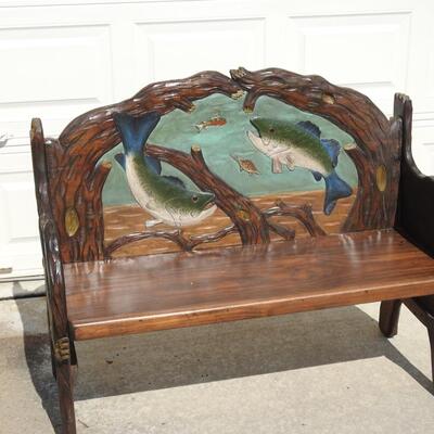 Carved Wood Bench