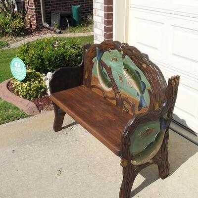 Carved Wood Bench