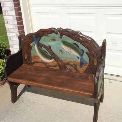 Carved Wood Bench