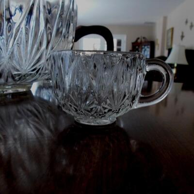 Heavy Glass Punch Bowl Set