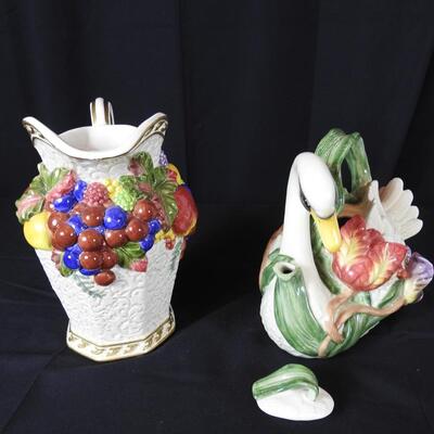 Fitz & Floyd Venzia Water Pitcher & Tulip Swan Pitcher