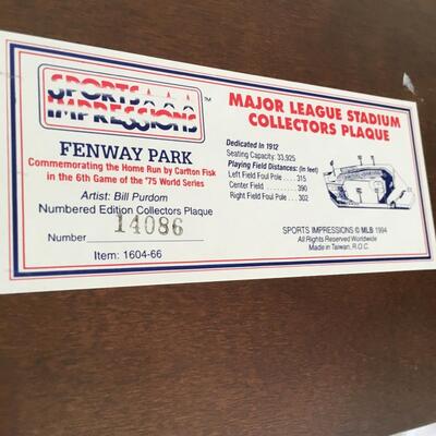 Fenway Park Plaque The Home Run By Carlton Fisk in Commemorating 75 World Series