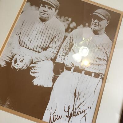 BABE RUTH LOU GEHRIG  FRAMED COVER WOOD & GLASS ALL TIME YANKEE