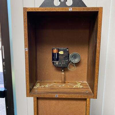 Vintage Battery Operated Veneered Standing Grandfather Clock