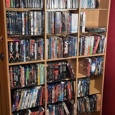 Lot 225  Movie Lover #3  DVDs & Display Rack Approximately 340 DVDs