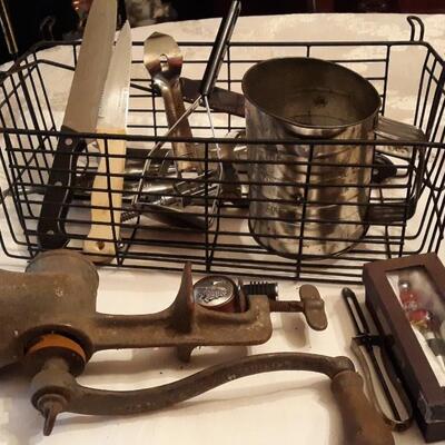 Wire Basket with Lot of Kitchen Items