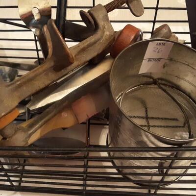 Wire Basket with Lot of Kitchen Items
