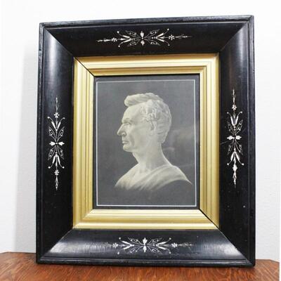 Antique Framed Grand Rapids Plaster Co Embossed Art of a Bust of President Abraham Lincoln Late 1800s