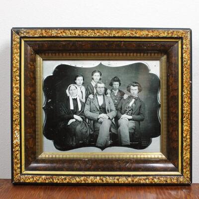 Antique Framed Pioneer Western Victorian Era Family Photo Photograph Mid Late 1800s