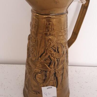Vintage Hammered Embossed Brass Container with Fatwood