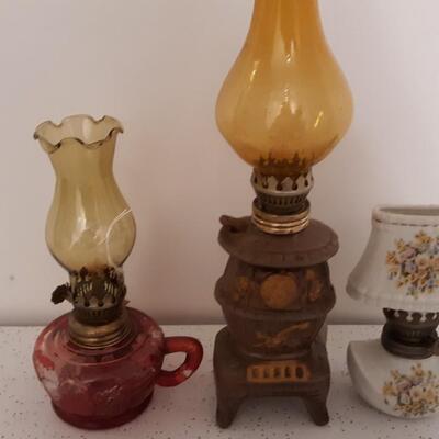 Lot of Three Vintage Oil Lamps
